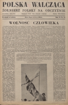 Polska Walcząca - Żołnierz Polski na Obczyźnie = Fighting Poland : weekly for the Polish Forces. R. 6, nr 23 (10 czerwca 1944)