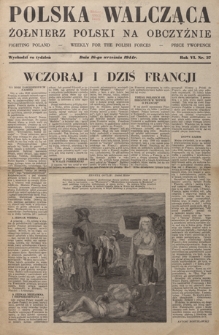 Polska Walcząca - Żołnierz Polski na Obczyźnie = Fighting Poland : weekly for the Polish Forces. R. 6, nr 37 (16 września 1944)