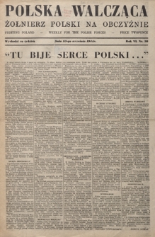 Polska Walcząca - Żołnierz Polski na Obczyźnie = Fighting Poland : weekly for the Polish Forces. R. 6, nr 38 (23 września 1944)
