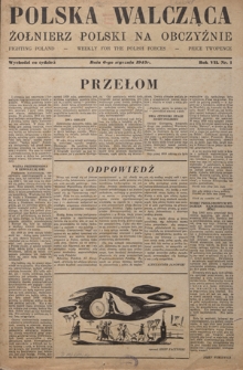 Polska Walcząca - Żołnierz Polski na Obczyźnie = Fighting Poland : weekly for the Polish Forces. R. 7, nr 1 (6 stycznia 1945)