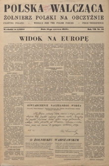 Polska Walcząca - Żołnierz Polski na Obczyźnie = Fighting Poland : weekly for the Polish Forces. R. 7, nr 24 (16 czerwca 1945)