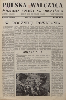 Polska Walcząca - Żołnierz Polski na Obczyźnie = Fighting Poland : weekly for the Polish Forces. R. 7, nr 31 (4 sierpnia 1945)