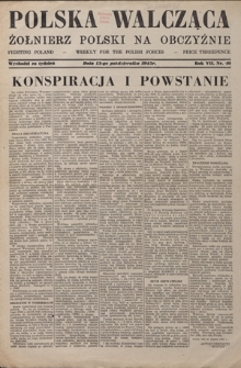 Polska Walcząca - Żołnierz Polski na Obczyźnie = Fighting Poland : weekly for the Polish Forces. R. 7, nr 40 (13 października 1945)