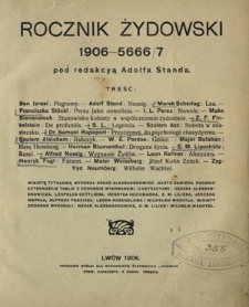 Rocznik Żydowski 1906 (5666/7) / pod redakcyą Adolfa Standa