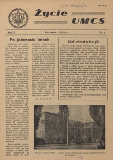 Życie UMCS R. 1, Nr 4 (wrzesień 1955),