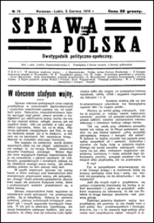 Sprawa Polska : dwutygodnik polityczno-społeczny. No 16 (5 czerwca 1916)