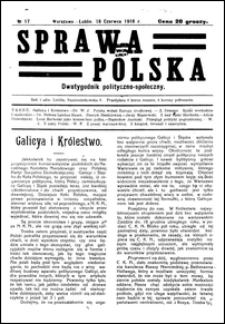 Sprawa Polska : dwutygodnik polityczno-społeczny. No 17 (18 czerwca 1916)