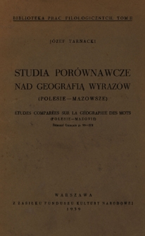 Studia porównawcze nad geografią wyrazów (Polesie - Mazowsze)