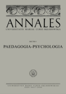 Annales Universitatis Mariae Curie-Skłodowska. Sectio J, Paedagogia-Psychologia. Vol. 32 (2019), 1 - Spis treści