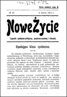 Nowe Życie : tygodnik społeczno-polityczny, popularno-naukowy i literacki R. 1, T. 2 nr 22 (2 marz. 1911)