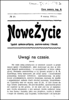 Nowe Życie : tygodnik społeczno-polityczny, popularno-naukowy i literacki R. 1, T. 2 nr 23 (9 marz. 1911)