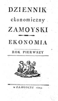 Dziennik Ekonomiczny Zamojski 1803 Spis treści