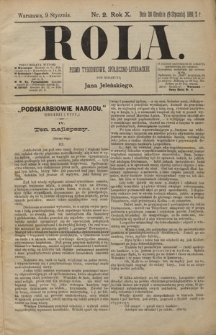 Rola : pismo tygodniowe, społeczno-literackieT. 10, Nr 2 (9 stycznia 1892)