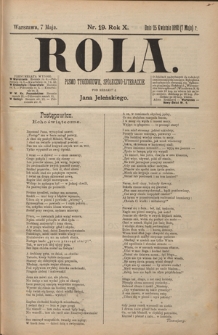 Rola : pismo tygodniowe, poświęcone sprawom społecznym, ekonomicznym i literackim T. 10, Nr 19 (7 maja 1892)