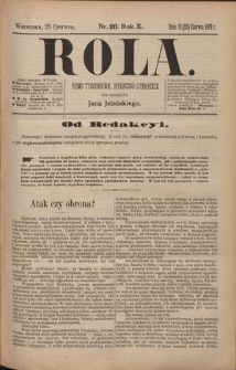 Rola : pismo tygodniowe, poświęcone sprawom społecznym, ekonomicznym i literackim T. 10, Nr 26 (25 czerwca 1892)