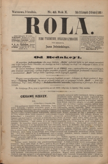 Rola : pismo tygodniowe, poświęcone sprawom społecznym, ekonomicznym i literackim T. 10, Nr 49 (3 grudnia 1892)