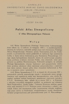 Polski atlas etnograficzny = L'atlas ethnographique polonais