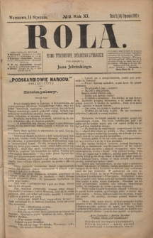 Rola : pismo tygodniowe społeczno-literackie R. 11, Nr 2 (2/14 stycznia 1893)