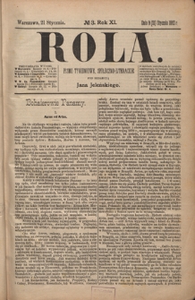 Rola : pismo tygodniowe społeczno-literackie R. 11, Nr 3 (9/21 stycznia 1893)