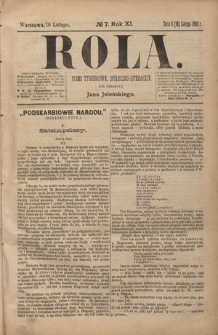 Rola : pismo tygodniowe społeczno-literackie R. 11, Nr 7 (6/18 lutego 1893)