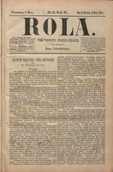 Rola : pismo tygodniowe społeczno-literackie R. 11, Nr 18 (24 kwietnia/6 maja 1893)