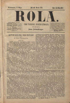 Rola : pismo tygodniowe społeczno-literackie R. 11, Nr 19 (1/13 maja 1893)