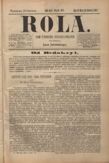 Rola : pismo tygodniowe społeczno-literackie R. 11, Nr 23 (29 maja/10 czerwca 1893)