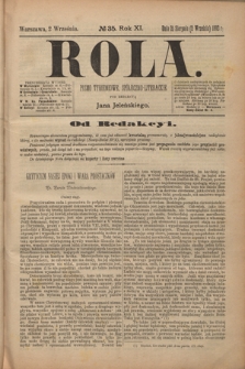 Rola : pismo tygodniowe społeczno-literackie R. 11, Nr 35 (21 sierpnia/2 września 1893)