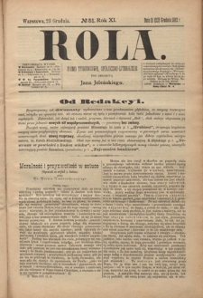 Rola : pismo tygodniowe społeczno-literackie R. 11, Nr 51 (11/23 grudnia 1893)