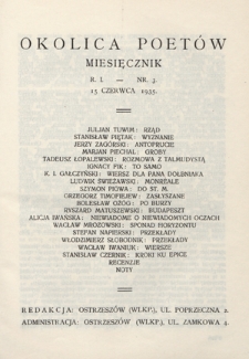Okolica Poetów : miesięcznik R. 1, Nr 3 (15 czerwca 1935)