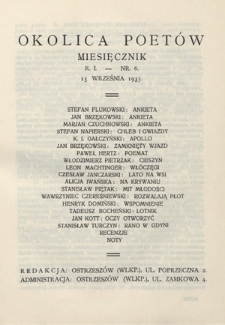 Okolica Poetów : miesięcznik R. 1, Nr 6 (15 września 1935)