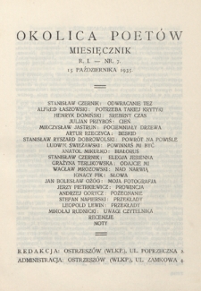 Okolica Poetów : miesięcznik R. 1, Nr 7 (15 października 1935)