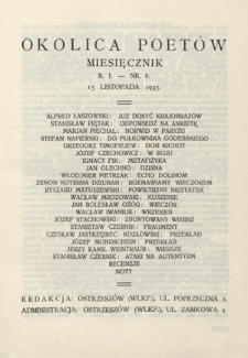 Okolica Poetów : miesięcznik R. 1, Nr 8 (15 listopada 1935)