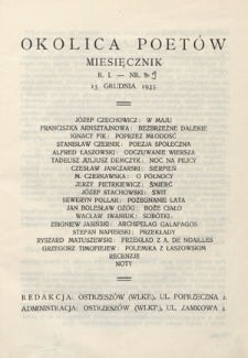 Okolica Poetów : miesięcznik R. 1, Nr 9 (15 grudnia 1935)