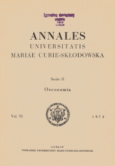 Annales Universitatis Mariae Curie-Skłodowska. Sectio H, Oeconomia. Vol. 6 (1972) - Spis treści