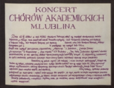 Koncert Chórów Akademickich m. Lublina, 10.03.1984 r.