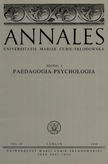 Annales Universitatis Mariae Curie-Skłodowska. Sectio J, Paedagogia-Psychologia. Vol. 11 (1998) - Wstęp