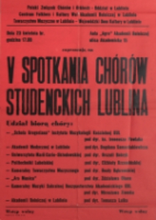 V Spotkania Chórów Studenckich Lublina, Aula "Agro" Akademii Rolniczej, 23.04.1988 r.