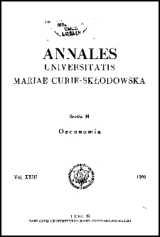 Annales Universitatis Mariae Curie-Skłodowska. Sectio H, Oeconomia, Vol. 23 (1989) - Spis treści