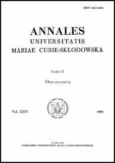 Annales Universitatis Mariae Curie-Skłodowska. Sectio H, Oeconomia, Vol. 24 (1990) - Spis treści