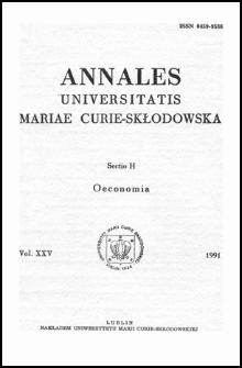 Annales Universitatis Mariae Curie-Skłodowska. Sectio H, Oeconomia, Vol. 25 (1991) - Fotografia