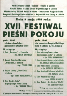 XVII Festiwal Pieśni Pokoju, [koncert oraz nagranie w Rozgłośni Polskiego Radia w Lublinie, 8.05.1988 r.]