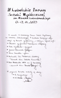 IV Lubelskie Forum Sztuki Współczesnej im. Witolda Lutosławskiego, 04-08.04.2000