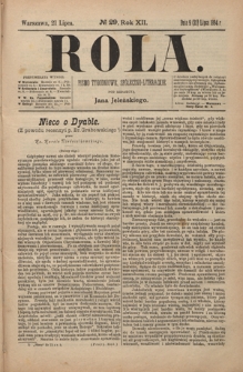 Rola : pismo tygodniowe, społeczno-literackie R. 12, nr 29 (9/21 lipca 1894)