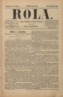 Rola : pismo tygodniowe, społeczno-literackie R. 12, nr 30 (16/28 lipca 1894)