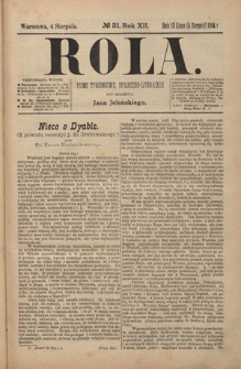 Rola : pismo tygodniowe, społeczno-literackie R. 12, nr 31 (23 lipca/4 sierpnia 1894)