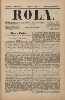 Rola : pismo tygodniowe, społeczno-literackie R. 12, 32 (30 lipca/11 sierpnia 1894)