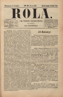 Rola : pismo tygodniowe, społeczno-literackie R. 12, nr 49 (26 listopada/8 grudnia 1894)