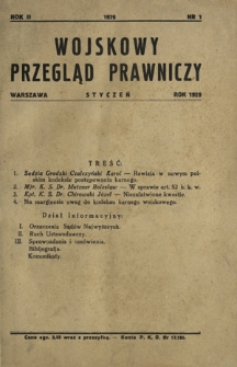 Wojskowy Przegląd Prawniczy. R. 2, nr 1 (styczeń 1929)