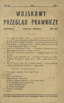 Wojskowy Przegląd Prawniczy R. 3, nr 2 (kwiecień-czerwiec 1930)